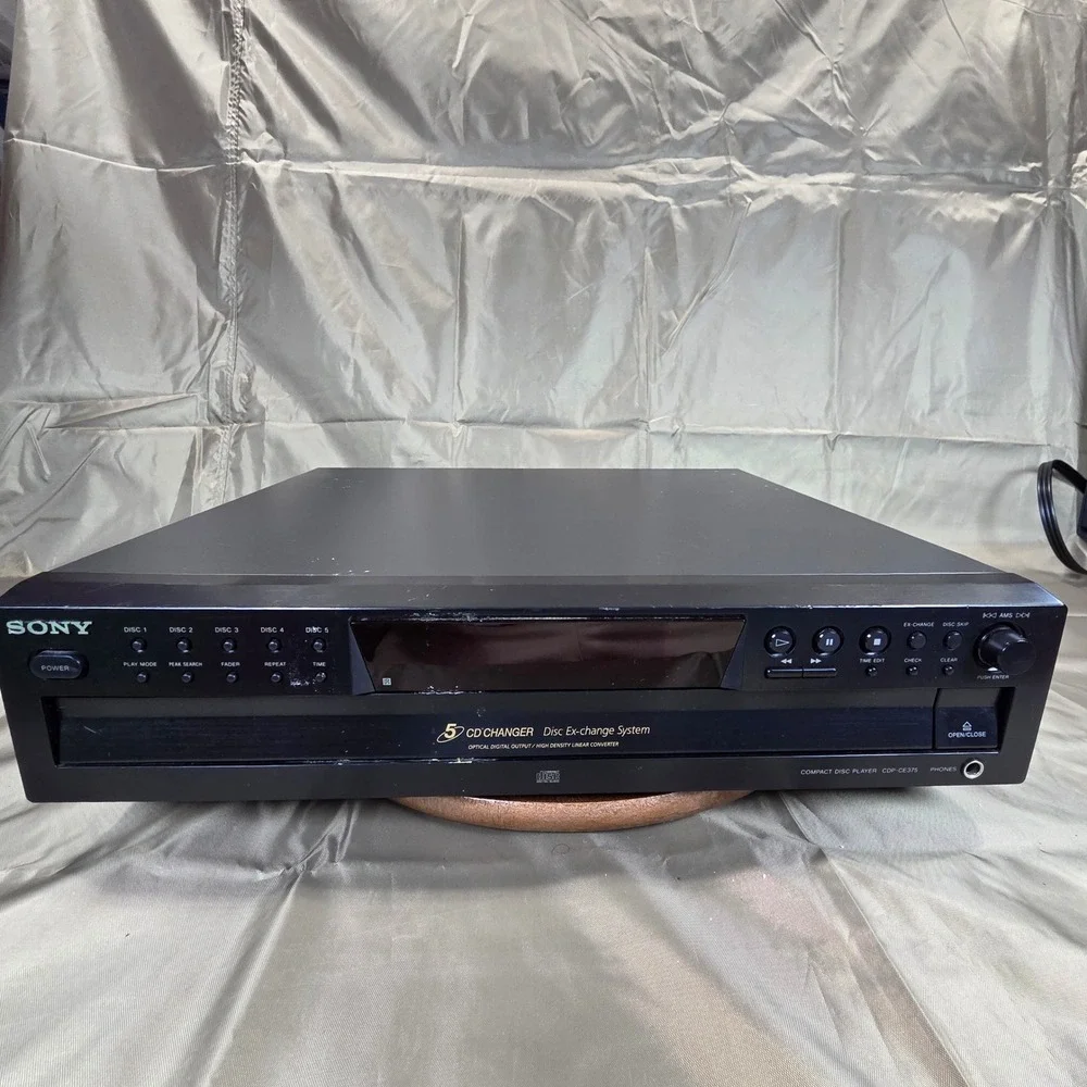 Sony CDP-CE375 5- CD Changer Player Carousel Black Digital Optical Out tested Ok